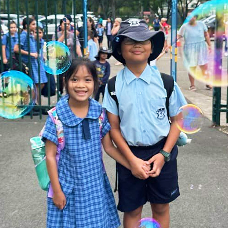 Students being welcomed to St Patrick's Catholic Primary Blacktown